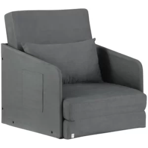 Image of HOMCOM Faux Suede Sofa Bed Armchair Soft Floor Sleeper Lounger Futon Couch W/ Pillow and Pocket-Grey