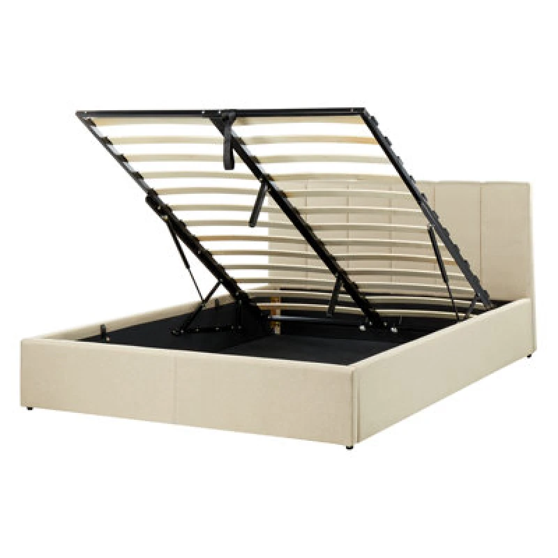 Image of Beliani Ottoman Bed Fabric Dreux 140 X 200 Cm (Eu Double) Beige