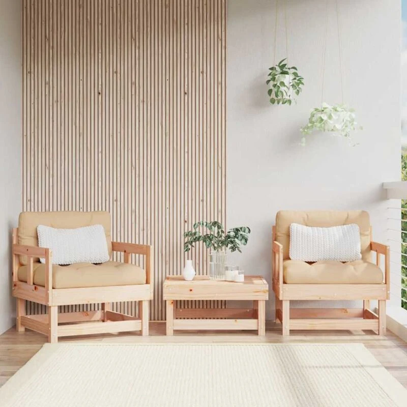Image of VIDAXL Garden Chairs with Cushions 2 pcs Solid Wood Pine vidaXL 8720845801656