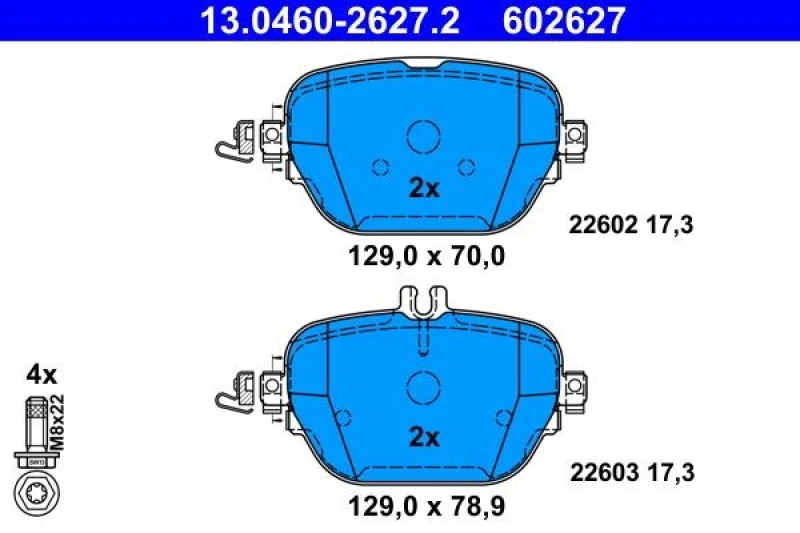 Image of Brake pad set ATE 13.0460-2627.2
