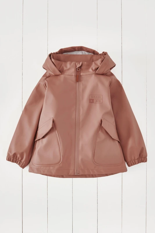 Image of Grass & Air Kids Rainster Jacket in Rose Size: 2-3 Years Rose Unisex 2-3 Years