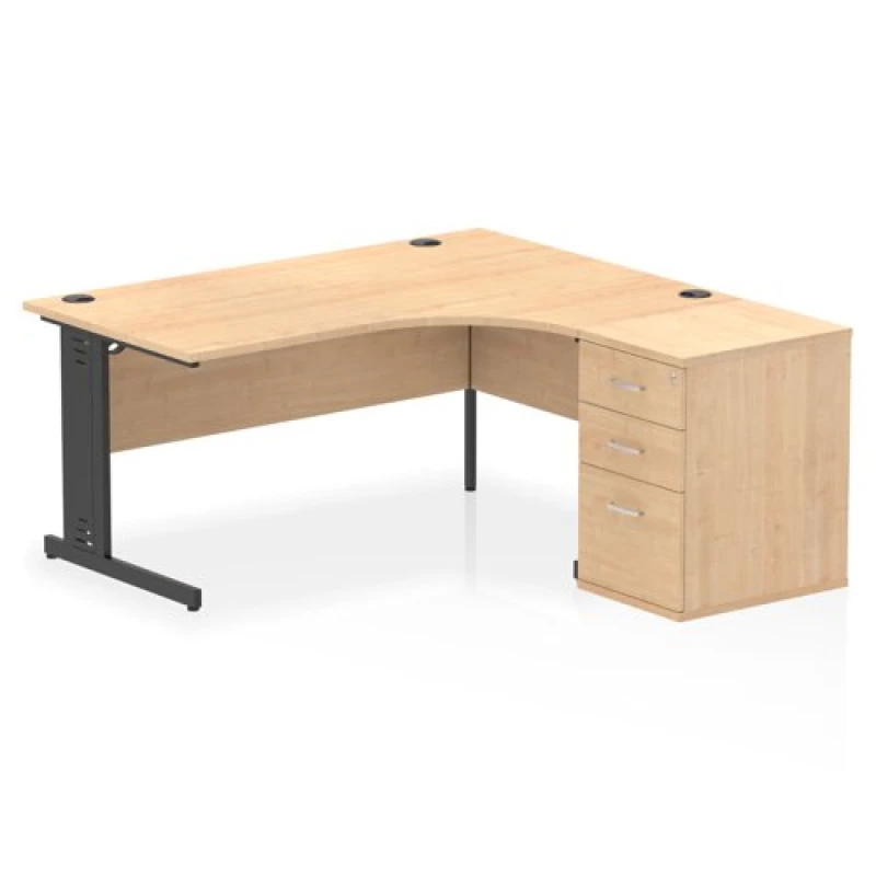 Image of Dynamic Impulse W1600 x D1200 x H730mm Right Hand Crescent Desk Cable EXR45667DY