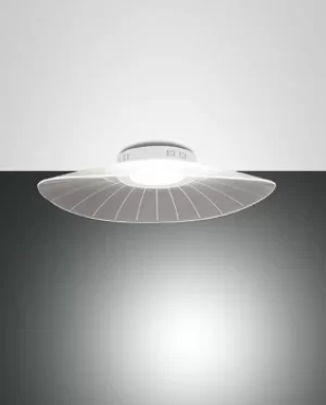 image of Vela Integrated LED Semi Flush Light White Glass