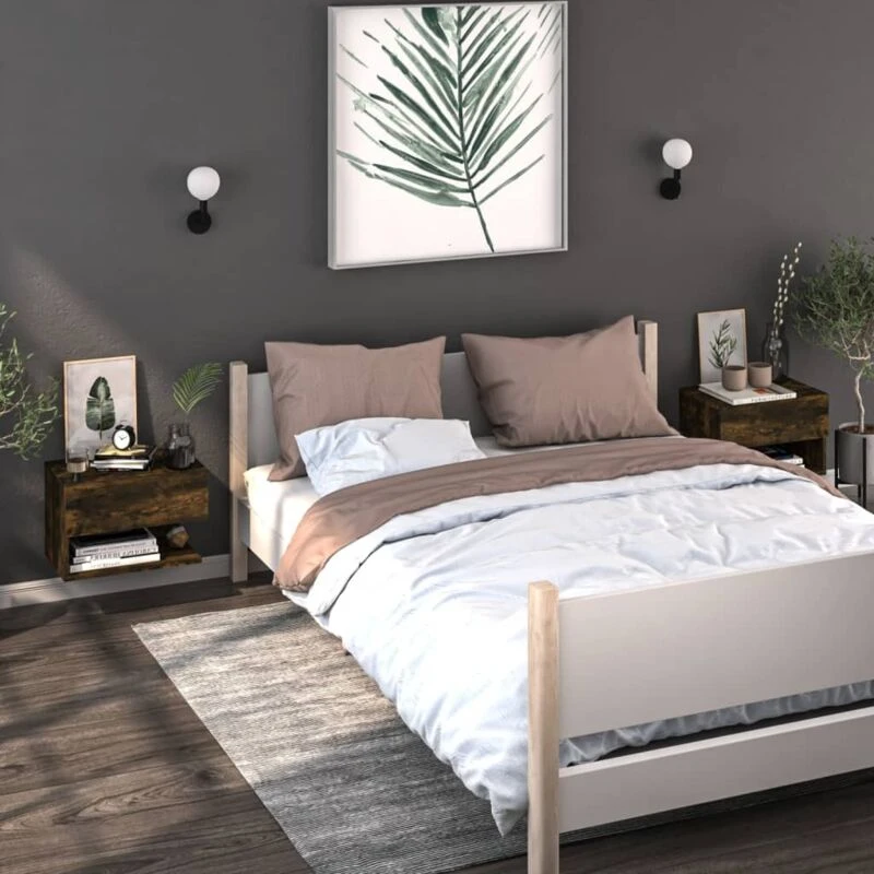 Image of VIDAXL Wall-mounted Bedside Cabinets 2 pcs Smoked Oak Vidaxl 8720286967454