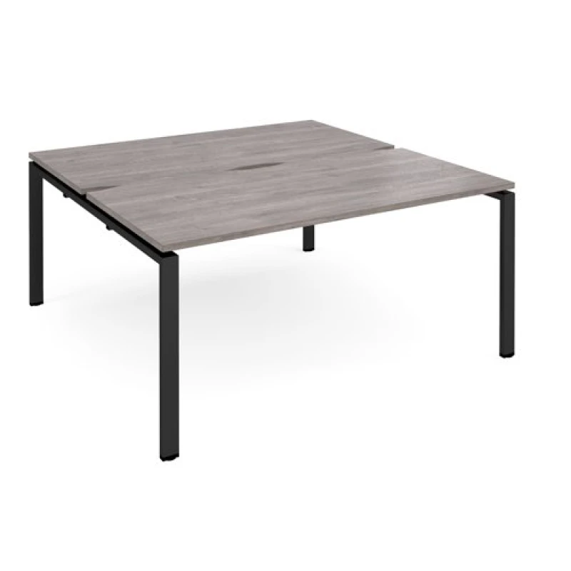 Image of Adapt Adapt sliding top back to back desks 1600mm x 1600mm - Black frame, grey oak top STE1616-K-GO