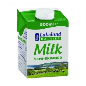 image of Lakeland Semi-Skimmed Milk 500ml (Pack of 12) A08087