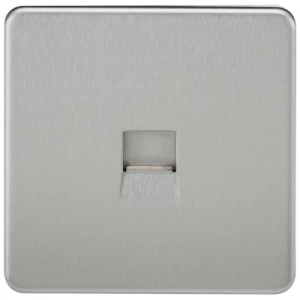 KnightsBridge Screwless Brushed Chrome Telephone Master Socket Flush Wall Socket - main image