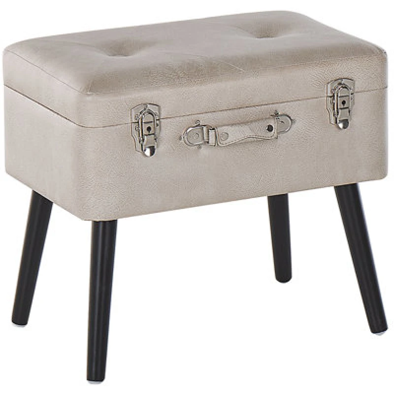 Image of Beliani Storage Stool Mallard Faux Leather Beige