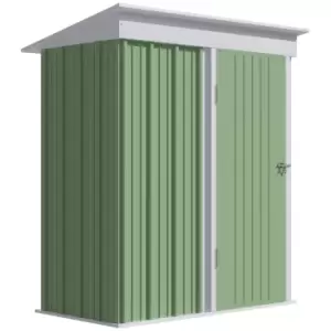 Image of Outsunny 5'x3'x6' Metal Garden Shed Roofed Lean-to Shed for Tool Motor Bike, with Adjustable Shelf, Lock, Gloves, Green