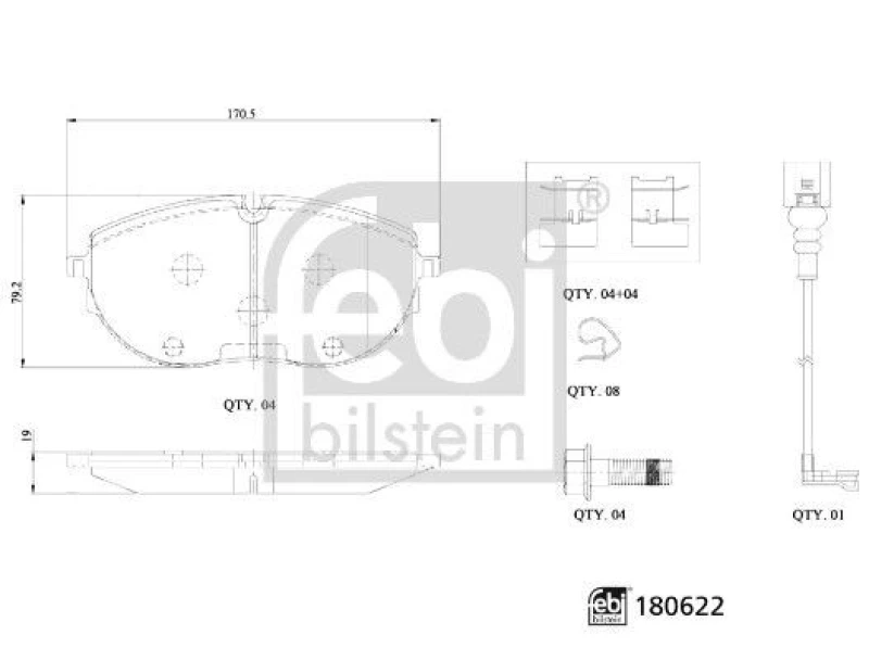 Image of Brake pad set FEBI BILSTEIN 180622