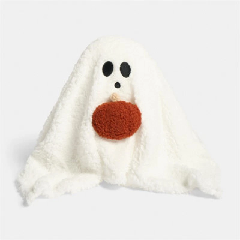 Image of OHS OHS Soft Ghost Shaped Decorative Scatter Cushion, Cream Cream One Size Unisex 5027434226733