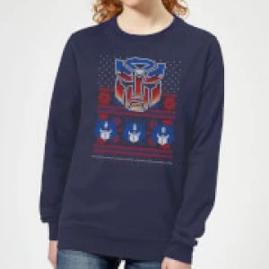 Image of Autobots Classic Ugly Knit Womens Christmas Sweatshirt - Navy - L
