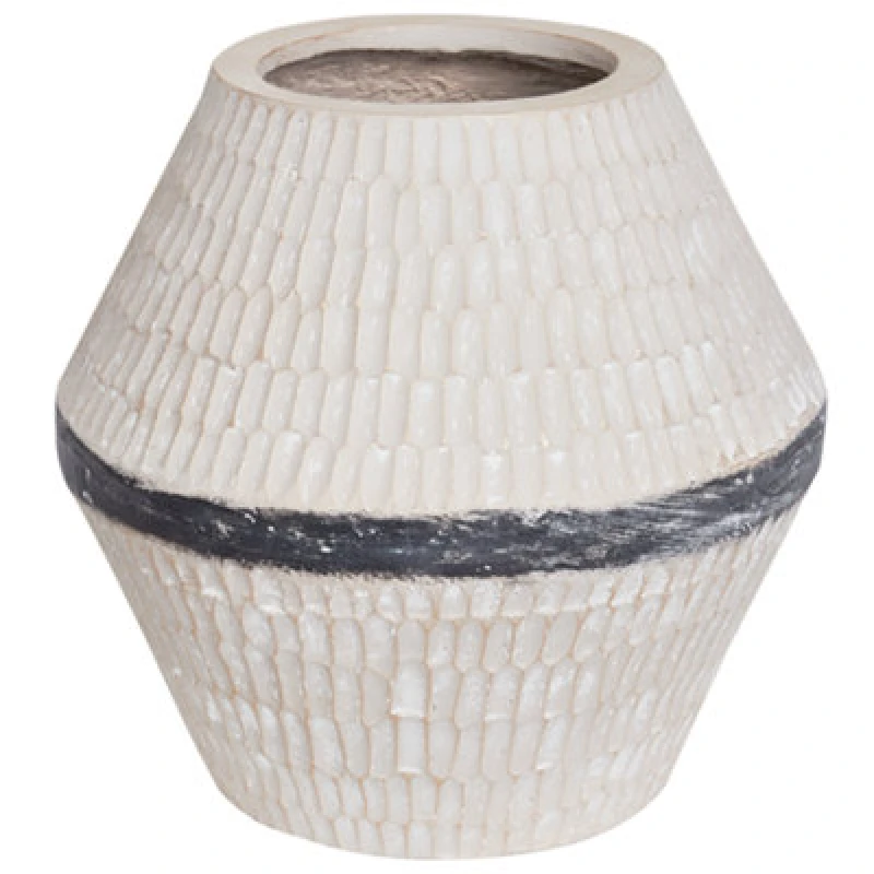 Image of Beliani Flower Vase Aruncus Ceramic 30 Cm Beige