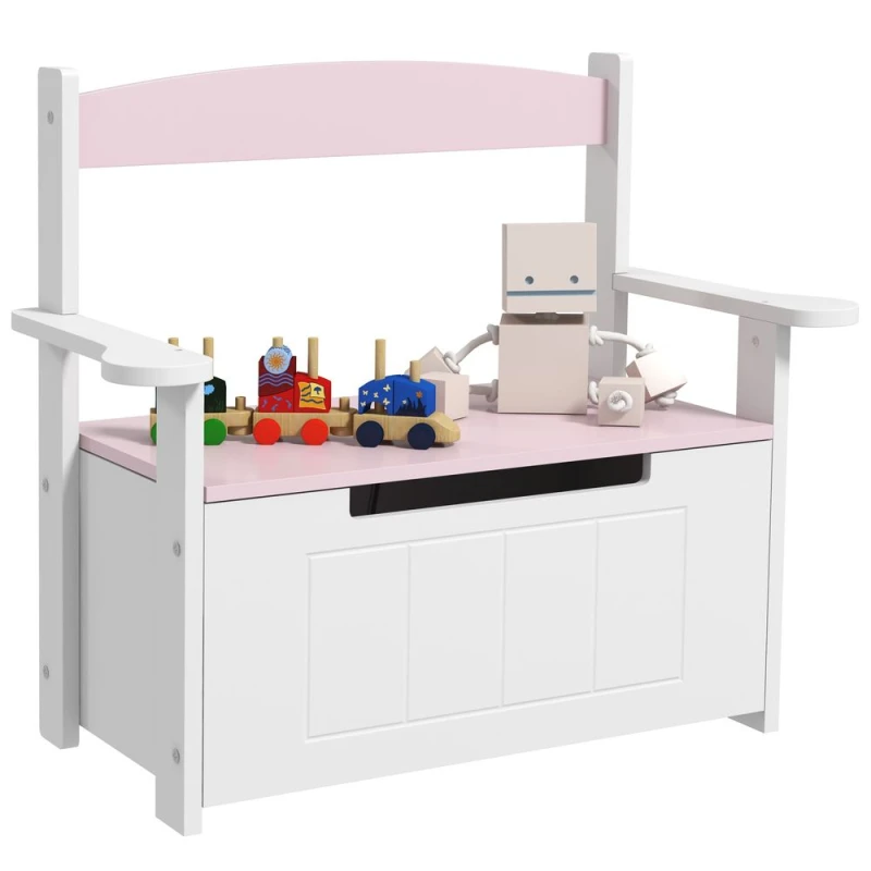 Image of Aiyaplay 2 In 1 Toy Box For Kids With Safety Lid For Bedroom, Nursery, Grey 312-117V80GY