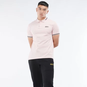 Image of Barbour International Mens Essential Tipped Polo Shirt - Pink Cinder - L