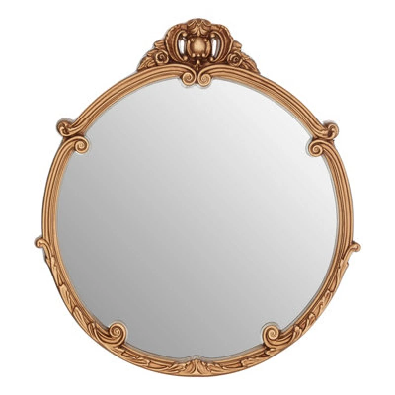 Image of Premier Housewares Tina Gold Finish Round Acanthus Leaf Wall Mirror Gold