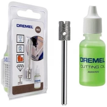 image of Dremel 663 Glass Drilling Bit and Cutting Oil 6.4mm - MT663