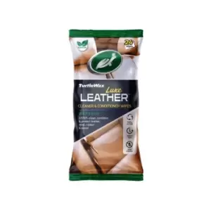 image of Turtle Wax Luxe Leather Cleaner & Conditioner Wipes, Pack of 24