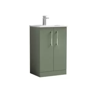 image of Nuie Arno 500mm Floor Standing 2 Door Vanity & Basin 2 Satin Green