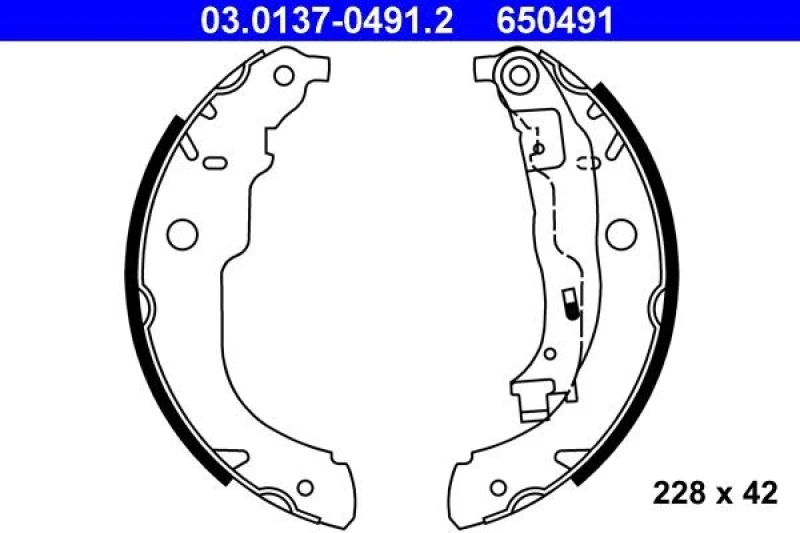 Image of ATE 03.0137-0491.2 Brake Shoes with lever Brake Shoe Set (70)