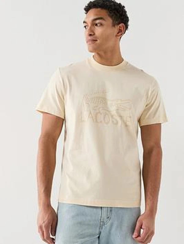 Image of Lacoste Lacoste Croc Graphic T-Shirt Natural - Lacoste - Size: M40 Natural Male M40 LA38802