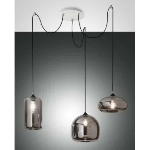 Image of Fabas Luce Fiona Cluster Pendant Ceiling Light Transparent Grey Glass, E27