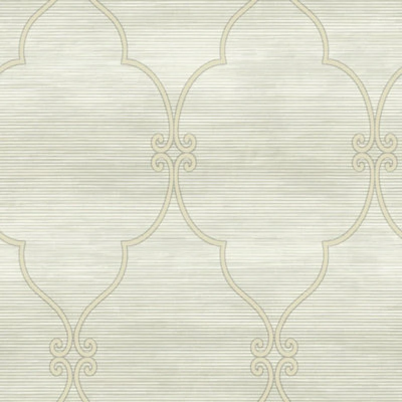 Image of Wallquest Striped Scroll Cream Wallpaper Classic Stylish Acrylic Coated