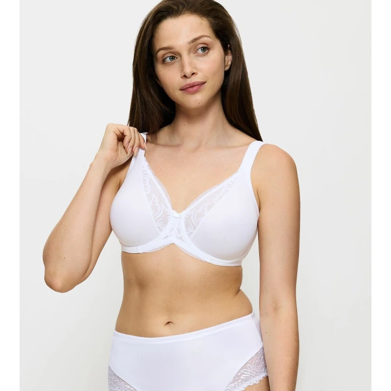 Image of Triumph Modern Lace + Cotton Full Cup Bra White Polyamide 36B