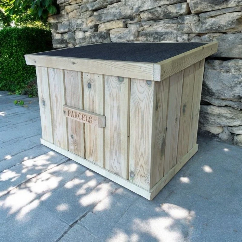 Image of Buttercup Farm Garden Parcel Storage Box - Pressure Treated Wood - L70 x W50 x H50cm in Brown Brown Unisex