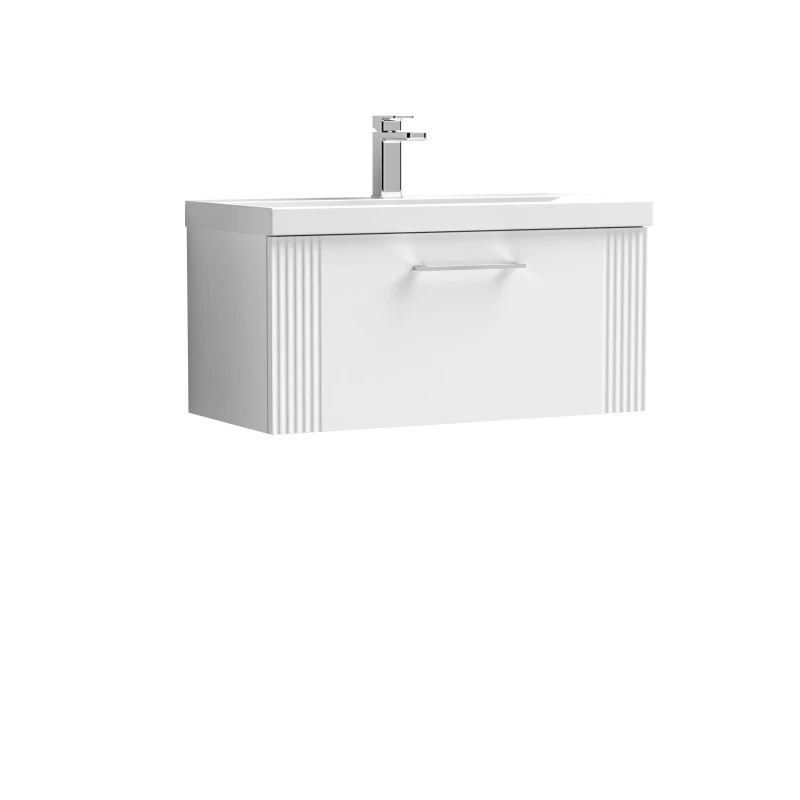 Image of Balterley 1 Drawer Wall Hung Vanity Unit MidEdge Basin White 800mm White