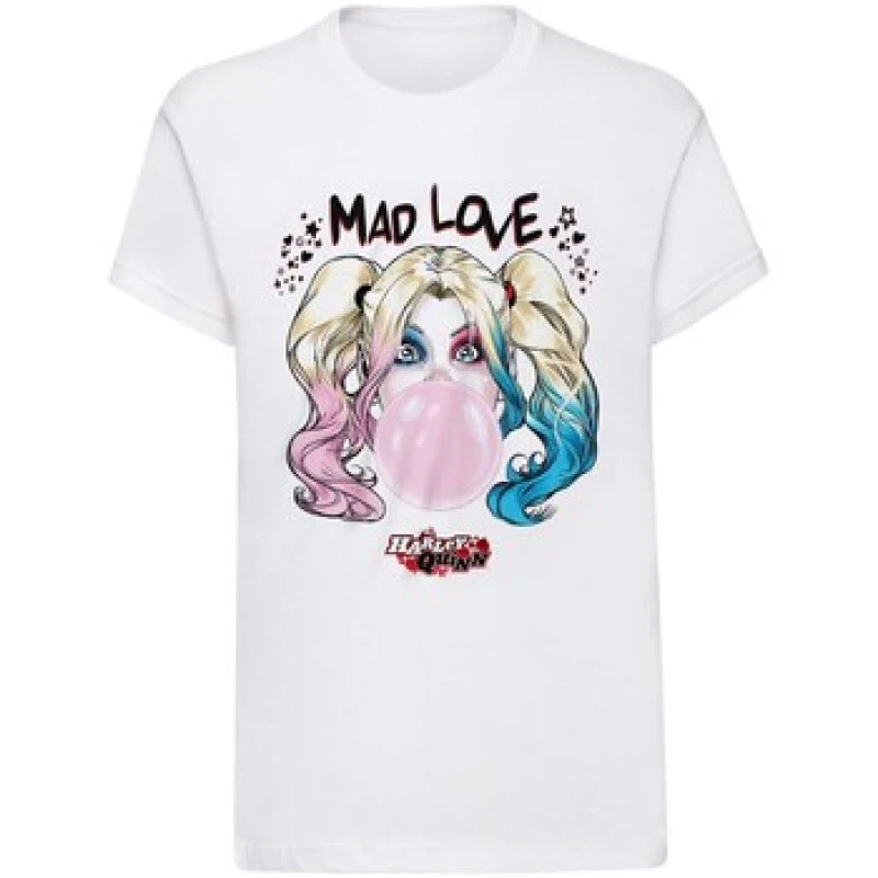 Image of Batman Batman Men Mad Love Harley Quinn T-Shirt in White Size: X-Large White XL Male 5059444940439