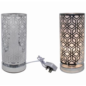 image of Silver Touch Lamp Geometric By Lesser & Pavey (UK Plug)