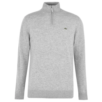 Image of Lacoste Quarter Zip Knit Sweater - Grey