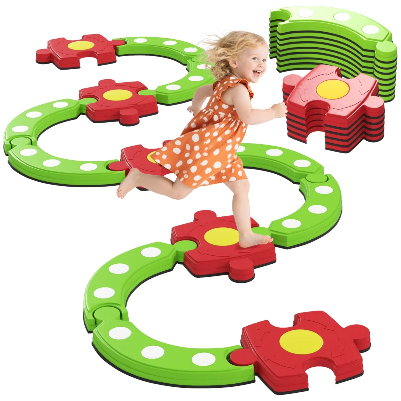 Image of AIYAPLAY Kids Stepping Stones Balance Beam, Outdoor Indoor Sensory Toy Green 347-032V00GN