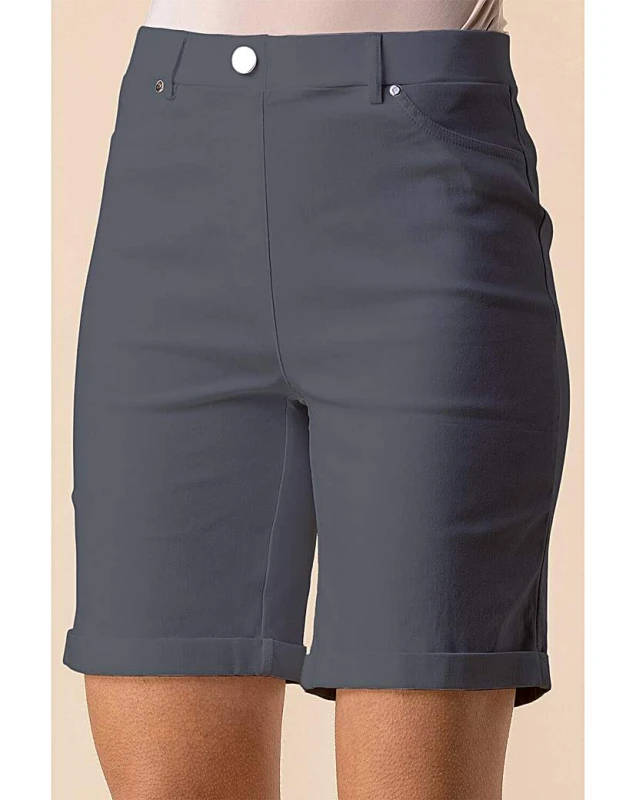 Image of Roman Originals Roman Turn Up Stretch Shorts Dark Grey - Roman Originals - Size: 16 Dark Grey Female 16 IK65632