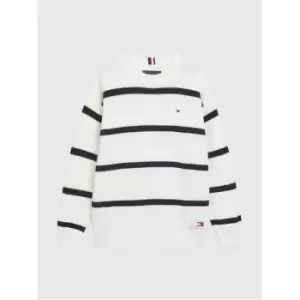 Image of Tommy Hilfiger Structure Rugby Stripe Sweater - White