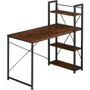 Image of Office desk Hershey w/ integrated side shelf (122x61x120cm) - corner desk, computer desk, office desk - industrial dark - industrial dark