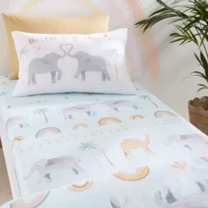 Image of Pineapple Elephant Paradise Desert Animals Fitted Sheet Pastel (Multi Coloured)