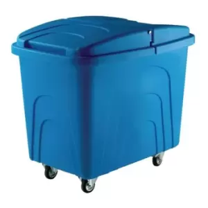 image of Slingsby Robust Rim Tapered Plastic Container Trucks, With Lids, Blue Castors In