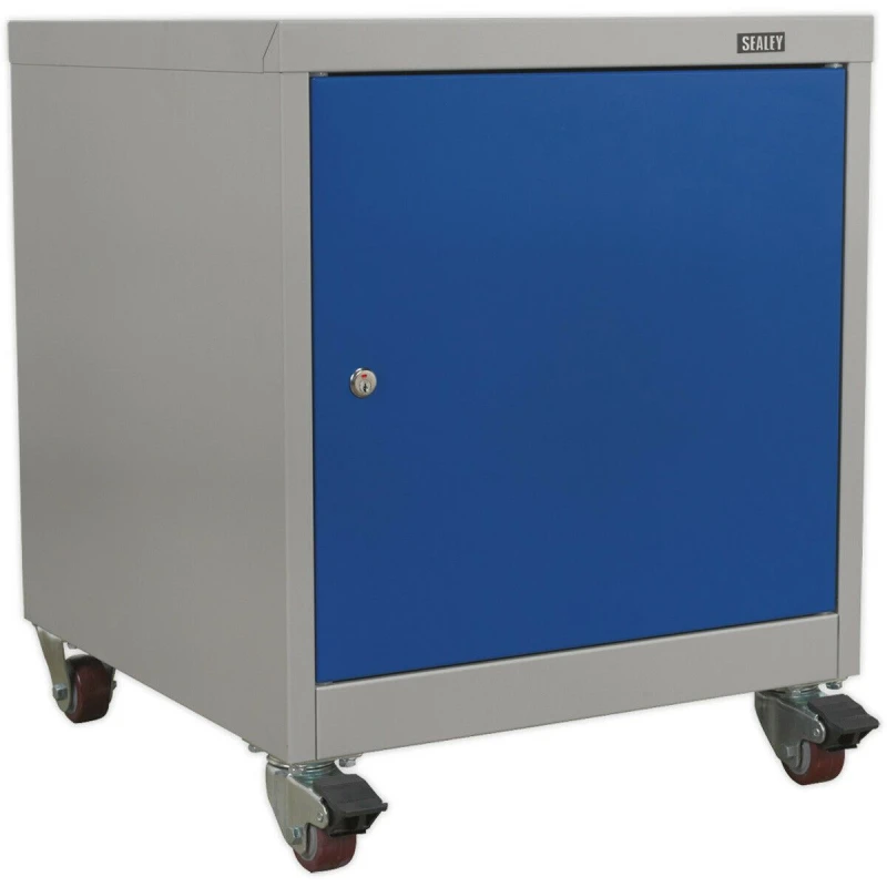 Image of Loops Industrial Mobile Locker Cabinet - 1 Shelf - 4 x 60mm Wheels - High Quality Lock Multi
