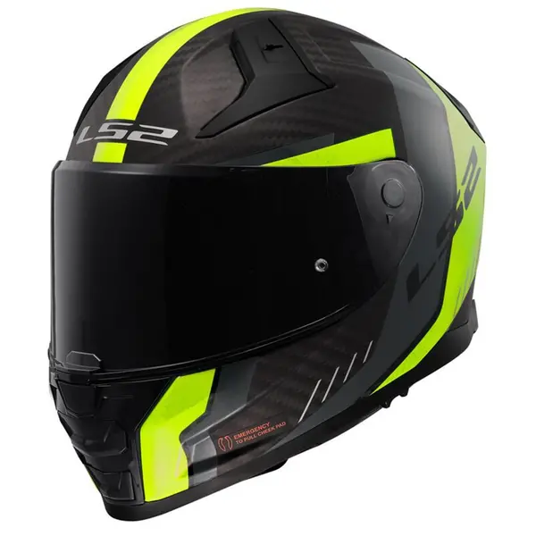 Image of LS2 FF811 Vector II Carbon Grid Matt Black H-V Yellow Full Face Helmet Size XXS