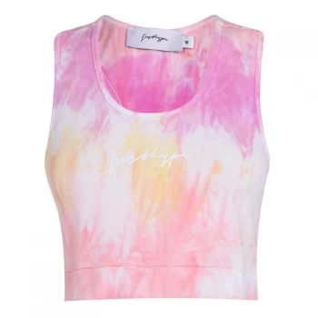 image of Hype Pink Tie Dye Scribble Logo Womens Bralet - Pink