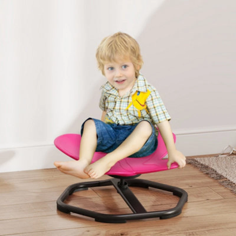 Image of AIYAPLAY Butterfly-Shaped Kids Swivel Chair, Sensory Spinning Chair, Pink 331-090V00PK
