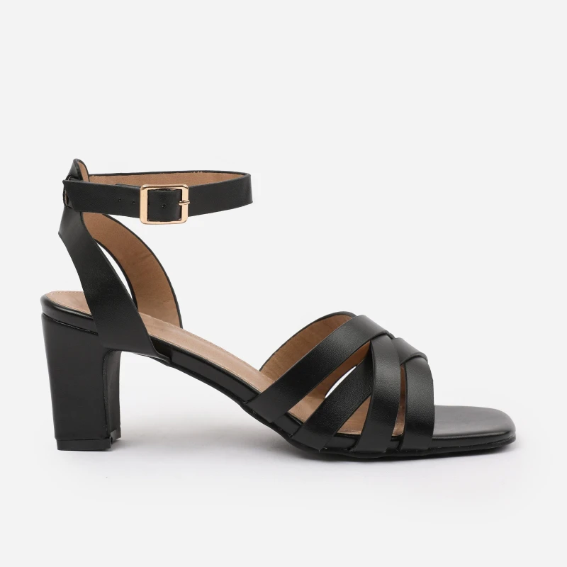 Image of Where's That From 'Ariela' Triple Link Chain Detail Sandals Black