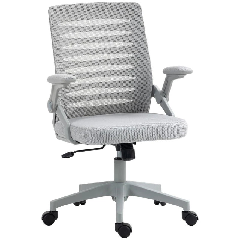 Image of Vinsetto Mesh Office Chair Home Swivel Task Chair w/ Lumbar Support - Arm - Grey TJ Hughes 5056725368432