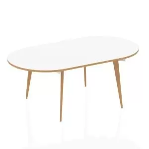 image of Oslo White Frame Wooden Leg Oval Boardroom Table 1800 White With