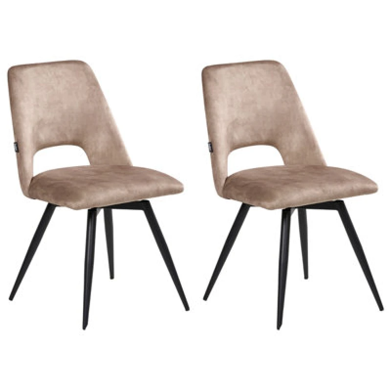 Image of Beliani Set Of 2 Dining Chairs Swivel Hallett Velvet Beige