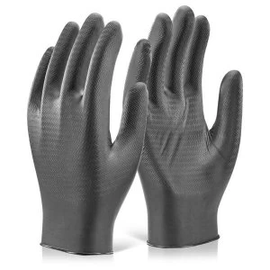 image of Glovezilla Nitrile Disposable Gripper Glove Black L Ref GZNDG10BLL