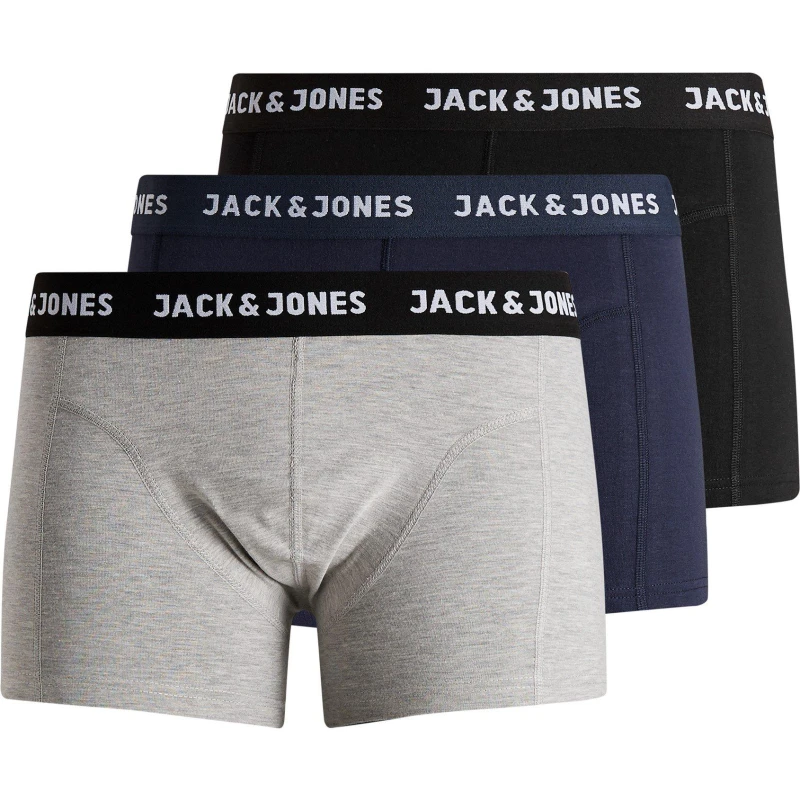Image of Jack & Jones Black / Bluenight 3 Pack Plain Trunks M/Blue Male M 185761UK
