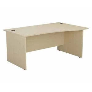 image of TC Office Right Hand Wave Desk with Panel End Legs 1600 x 1000mm, Maple